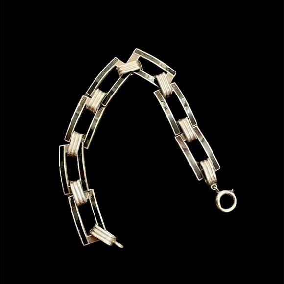 Art deco sterling and enameled bracelet - Picture 4 of 4